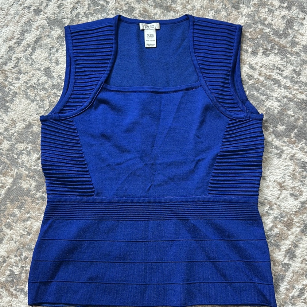 Cache Royal Blue Ribbed Sleeveless Top - Picture 2 of 7